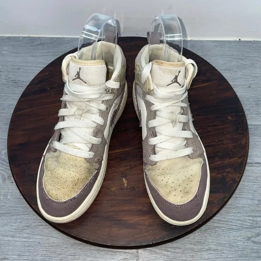 Nike Air Jordan 1 Mid SE Craft PS Kids Size 2Y Inside Out Taupe Shoes DZ4468-102